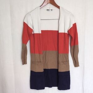 Ecowish Colorblock Fall Open Front Cardigan Size Small